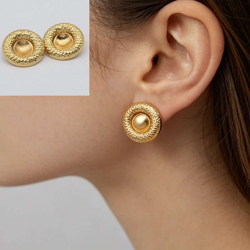 Geometric Stud Earrings For Women, Waterproof Non Tarnish 304 Stainless Steel With Electroplated Gold Plating Process