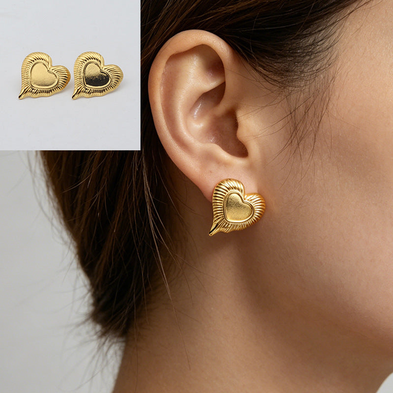 Geometric Stud Earrings For Women, Waterproof Non Tarnish 304 Stainless Steel With Electroplated Gold Plating Process