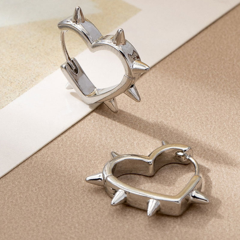 Heart Shape Earrings For Women In Gold Copper With Electroplated Finish And Titanium Steel Posts, Punk Style
