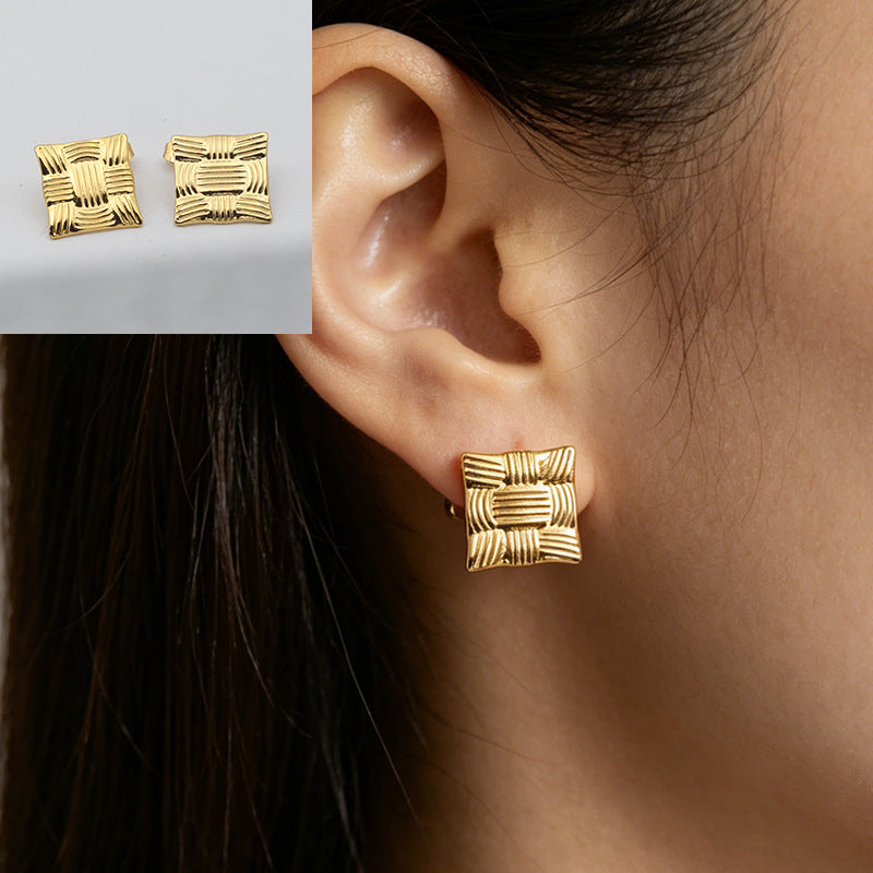 Geometric Stud Earrings For Women, Waterproof Non Tarnish 304 Stainless Steel With Electroplated Gold Plating Process