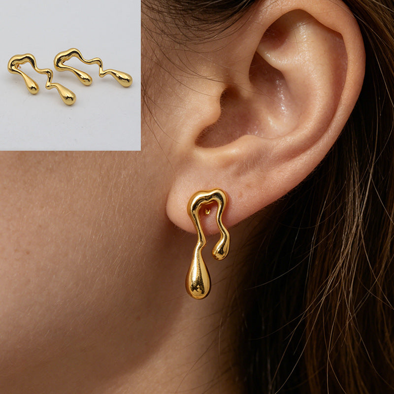 Geometric Stud Earrings For Women, Waterproof Non Tarnish 304 Stainless Steel With Electroplated Gold Plating Process