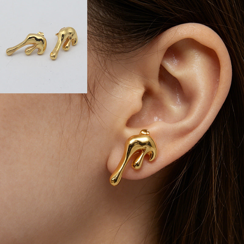 Geometric Stud Earrings For Women, Waterproof Non Tarnish 304 Stainless Steel With Electroplated Gold Plating Process
