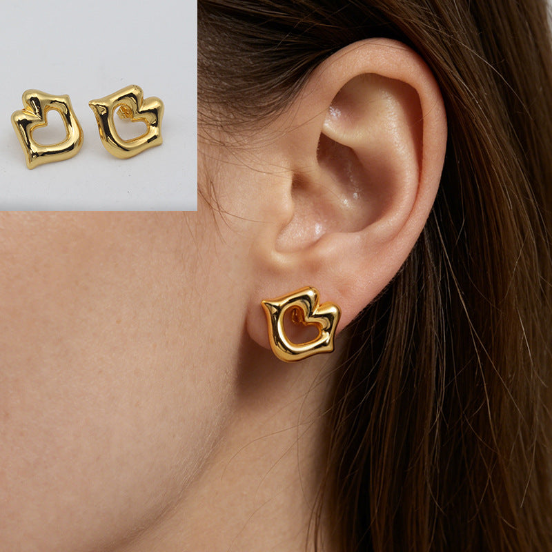 Geometric Stud Earrings For Women, Waterproof Non Tarnish 304 Stainless Steel With Electroplated Gold Plating Process