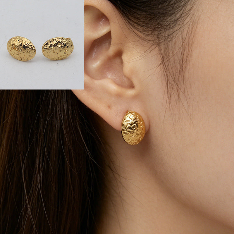 Geometric Stud Earrings For Women, Waterproof Non Tarnish 304 Stainless Steel With Electroplated Gold Plating Process