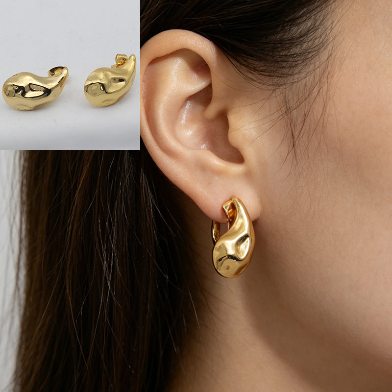 Geometric Stud Earrings For Women, Waterproof Non Tarnish 304 Stainless Steel With Electroplated Gold Plating Process