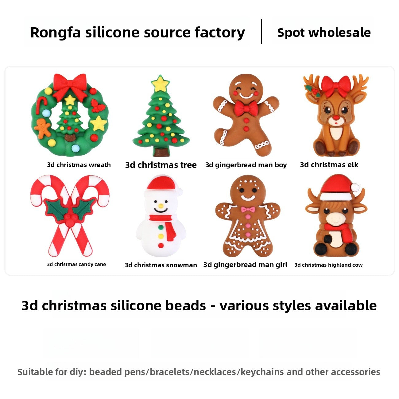 Gingerbread Silica Gel Beads With Epoxy Inlay, Multicolor Jewelry Accessories For Christmas