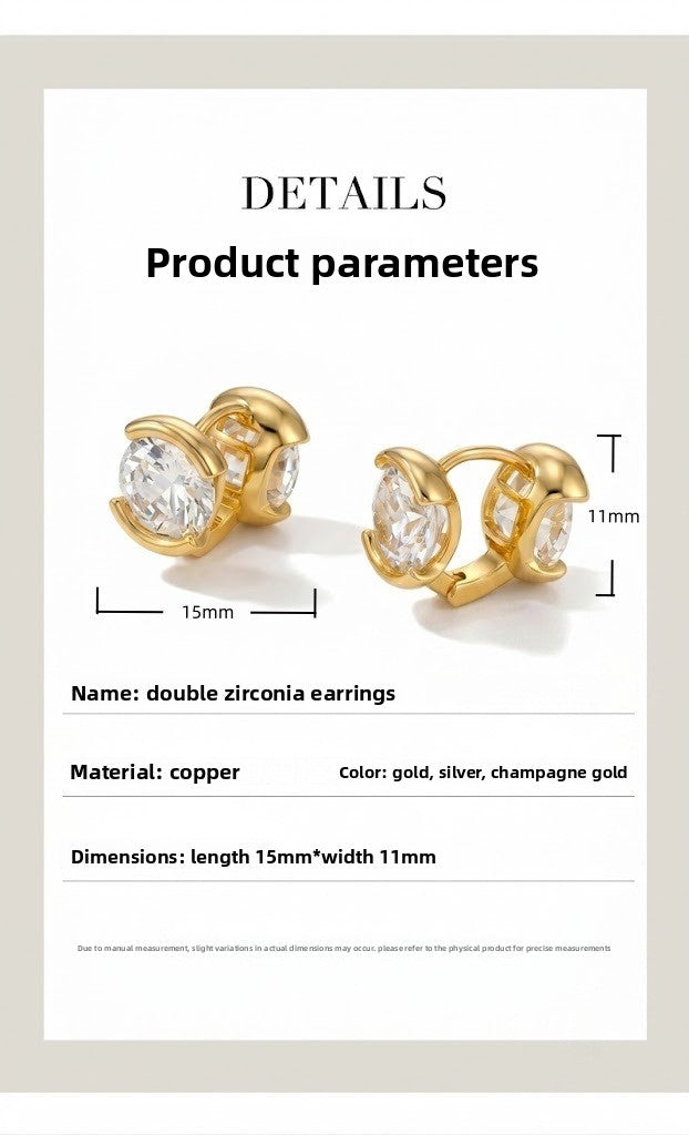 Geometric Stud Earrings For Women, Waterproof Non Tarnish Copper With 18K Real Gold Plated And Zircon Inlay