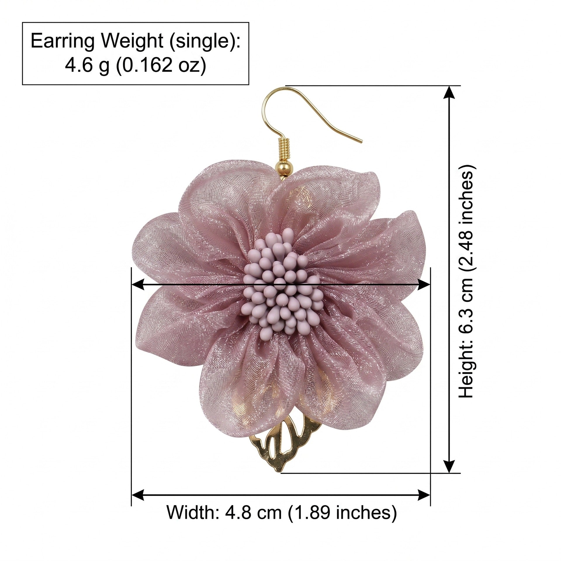 Flowers For Women Cloth Earrings Featuring Electroplated Gold Craft With Iron Ear Pins In Sweet Style