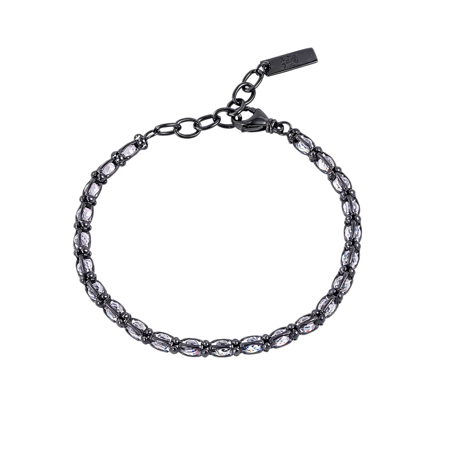 Oval Bracelets For Women In 925 Sterling Silver Featuring Crystal Inlay