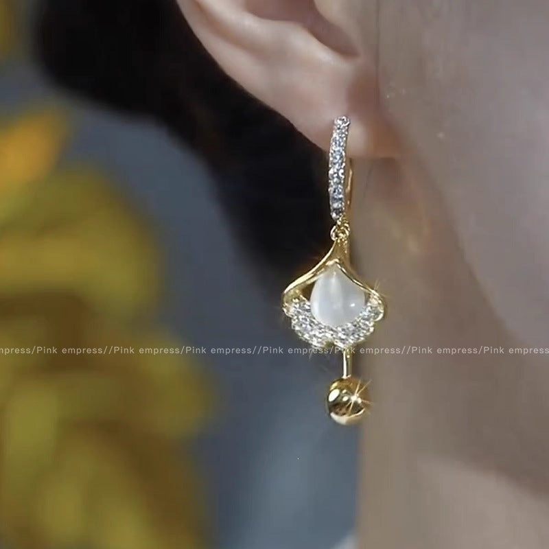 Ginkgo Leaf Earrings For Women In New Style With Zinc Alloy Ear Pins
