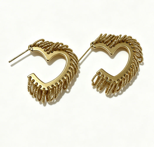 Heart Shape Earrings For Women, 1 Pair, Made Of Brass With 14K Real Gold Plated Finish In Gold