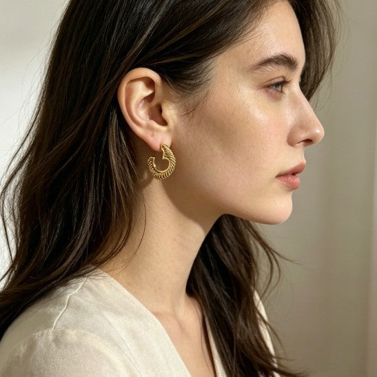 Heart Shape Earrings For Women, 1 Pair, Made Of Brass With 14K Real Gold Plated Finish In Gold