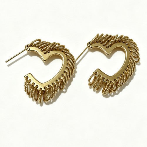Heart Shape Earrings For Women, 1 Pair, Made Of Brass With 14K Real Gold Plated Finish In Gold