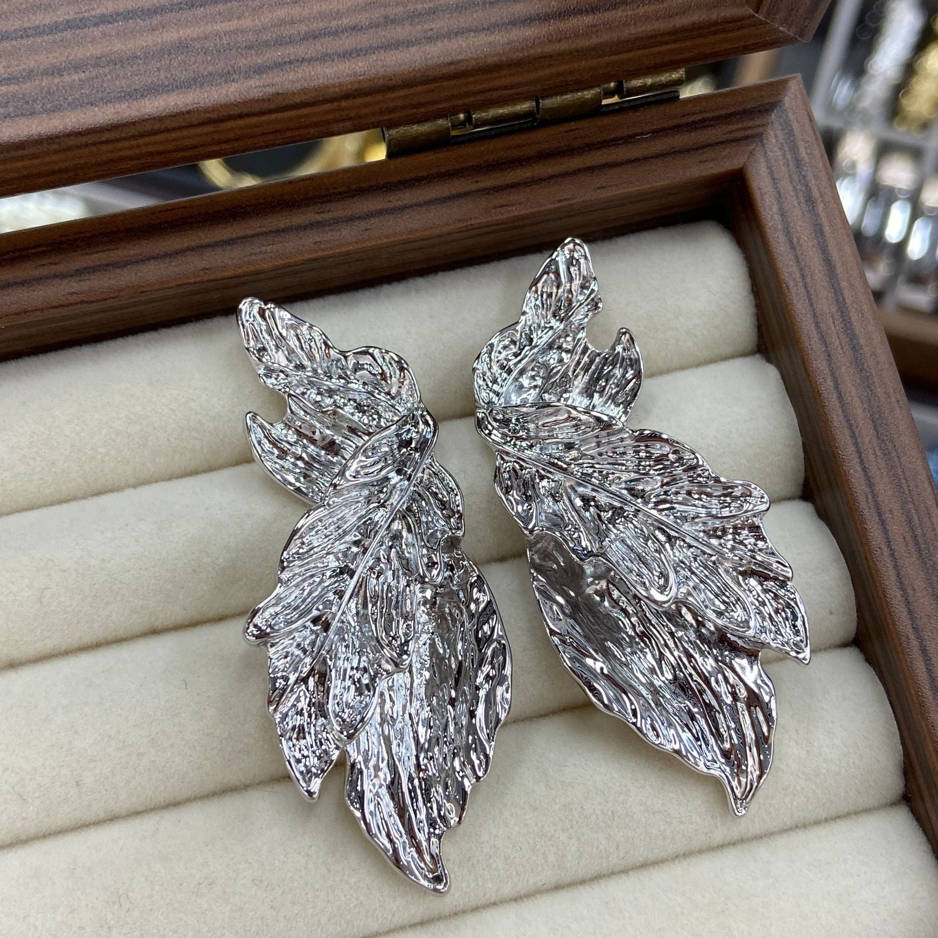 Leaves Earrings For Women In Gold Featuring Electroplated Finish And 925 Sterling Silver Ear Pins