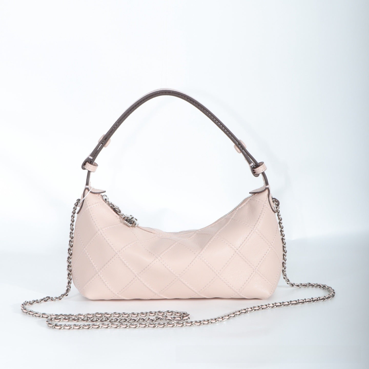 Lingge Genuine Leather Dumpling Shape Underarm Bag For Women With Chain Strap