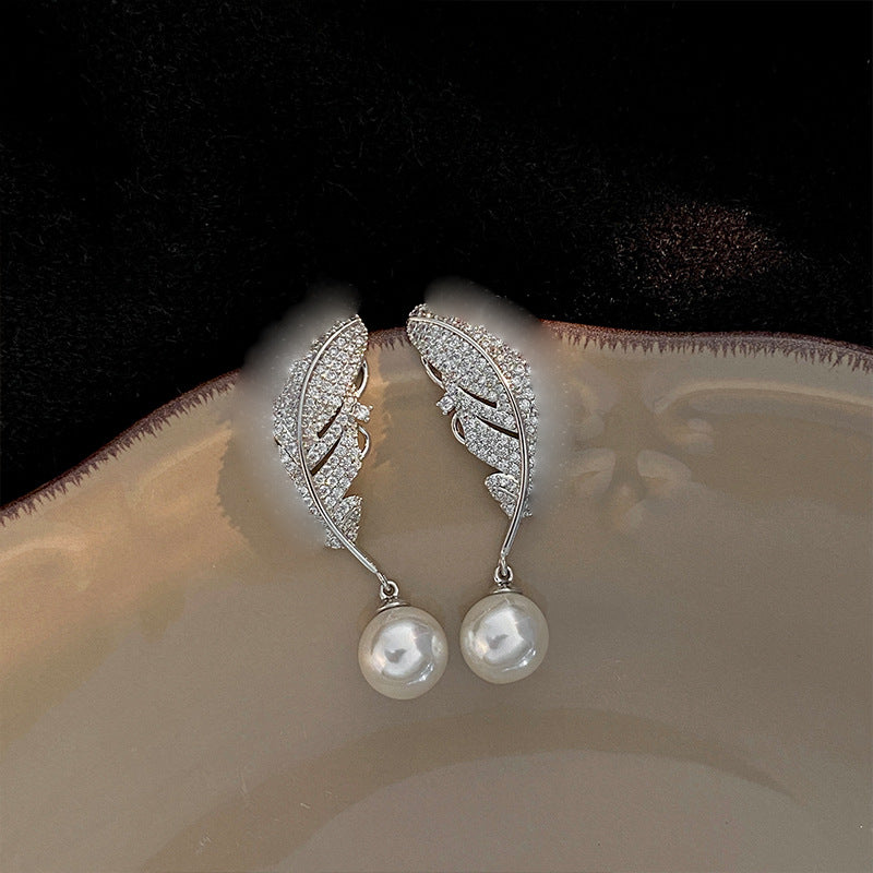Gold Leaf Earrings For Women Featuring Copper Ear Pins