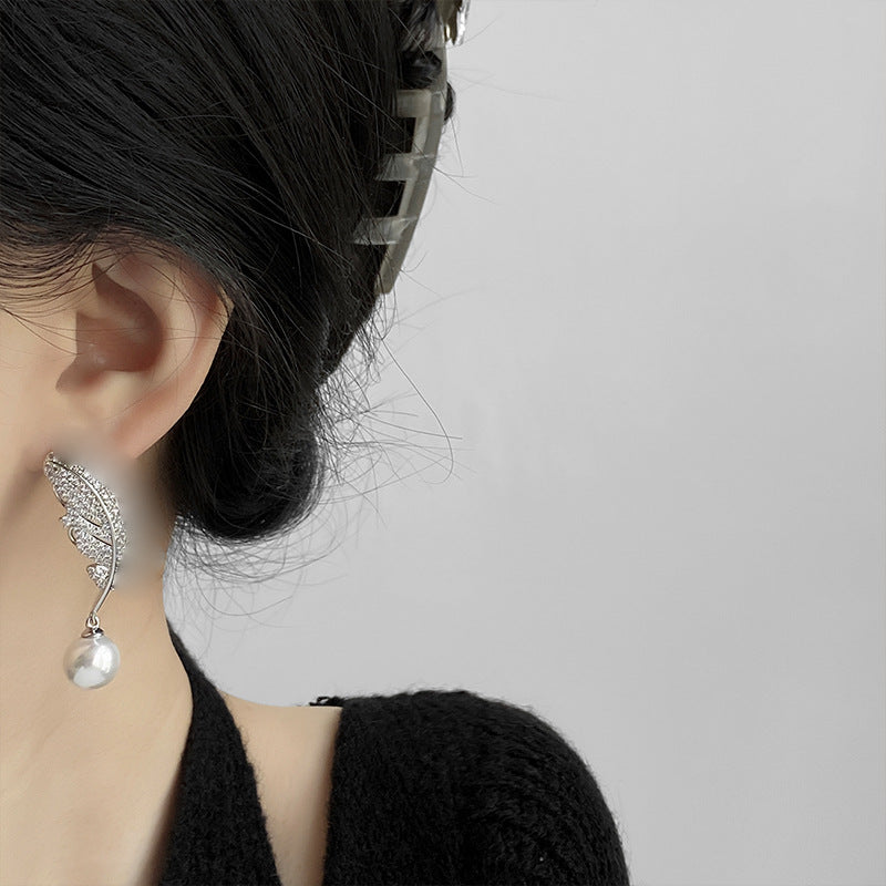 Gold Leaf Earrings For Women Featuring Copper Ear Pins