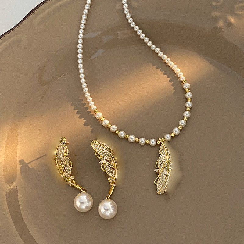 Gold Leaf Earrings For Women Featuring Copper Ear Pins