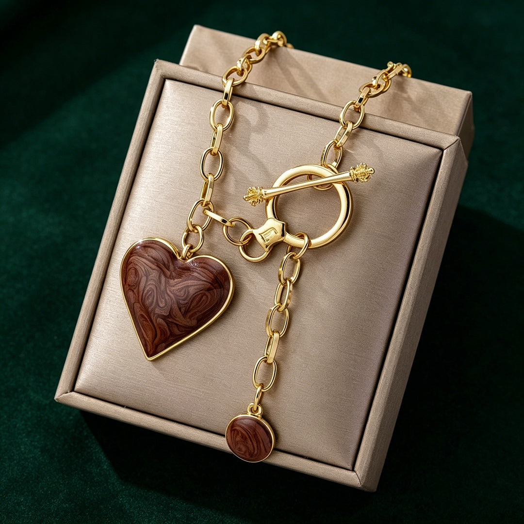 Heart Shape Punk Necklace For Women In Multicolor, Electroplated Zinc Alloy Pendant
