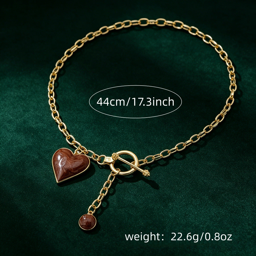 Heart Shape Punk Necklace For Women In Multicolor, Electroplated Zinc Alloy Pendant