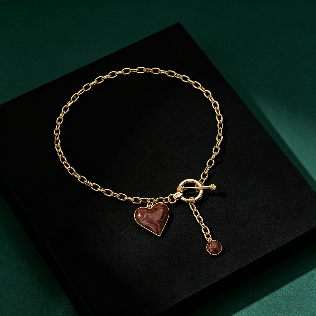 Heart Shape Punk Necklace For Women In Multicolor, Electroplated Zinc Alloy Pendant