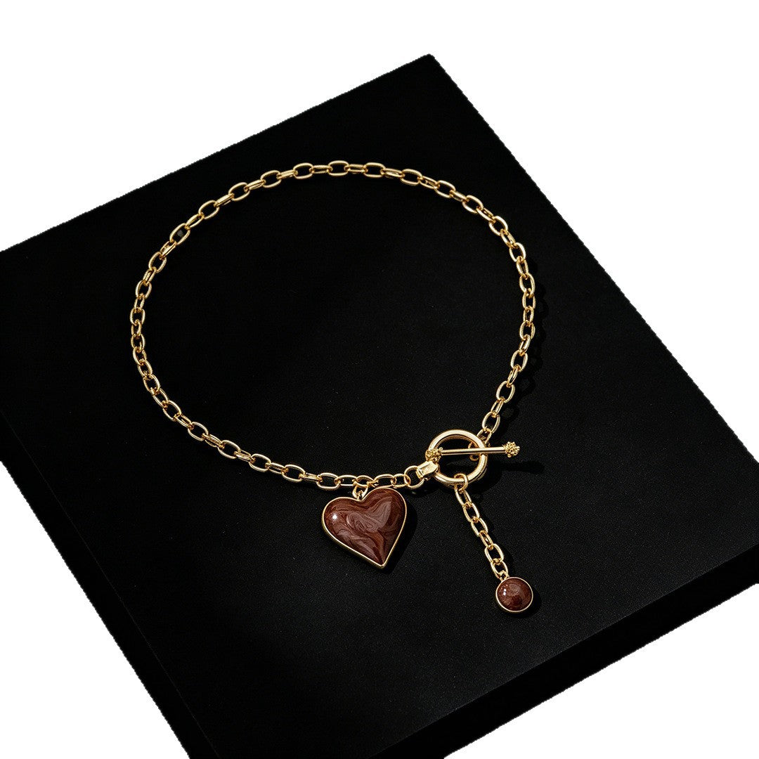 Heart Shape Punk Necklace For Women In Multicolor, Electroplated Zinc Alloy Pendant