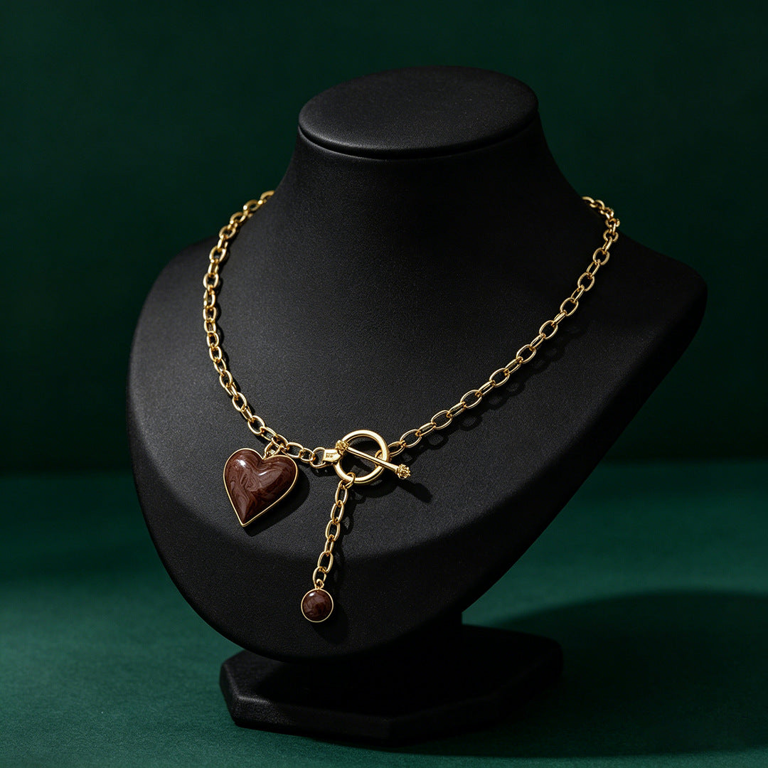 Heart Shape Punk Necklace For Women In Multicolor, Electroplated Zinc Alloy Pendant