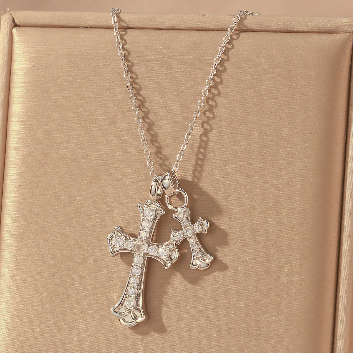 Gold Cross Necklace For Women With Copper Pendant And Durable Titanium Steel Cable Chain