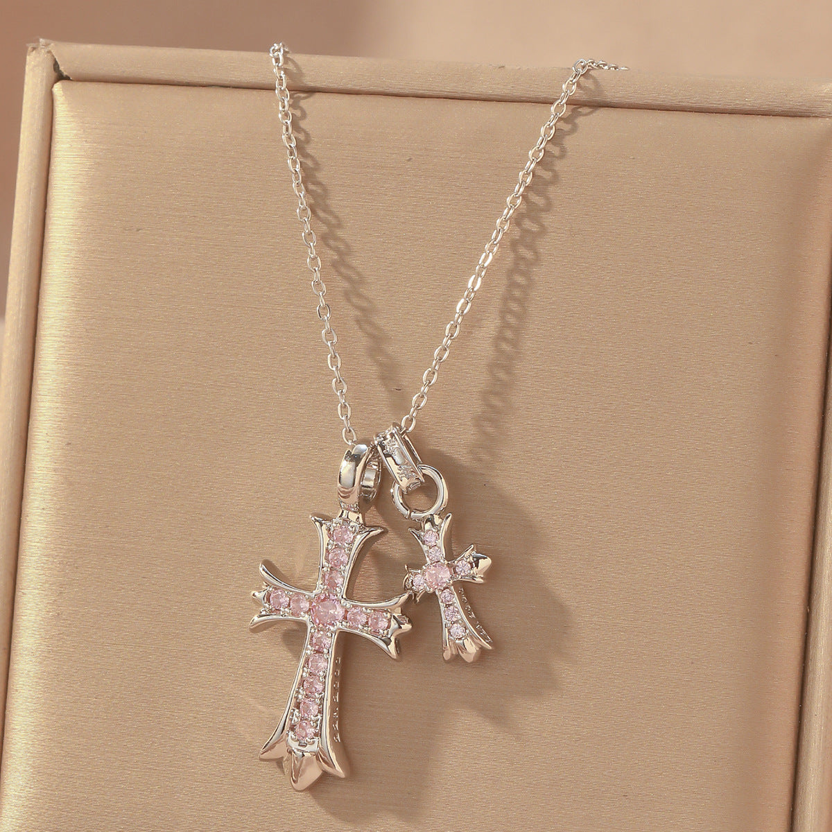 Gold Cross Necklace For Women With Copper Pendant And Durable Titanium Steel Cable Chain