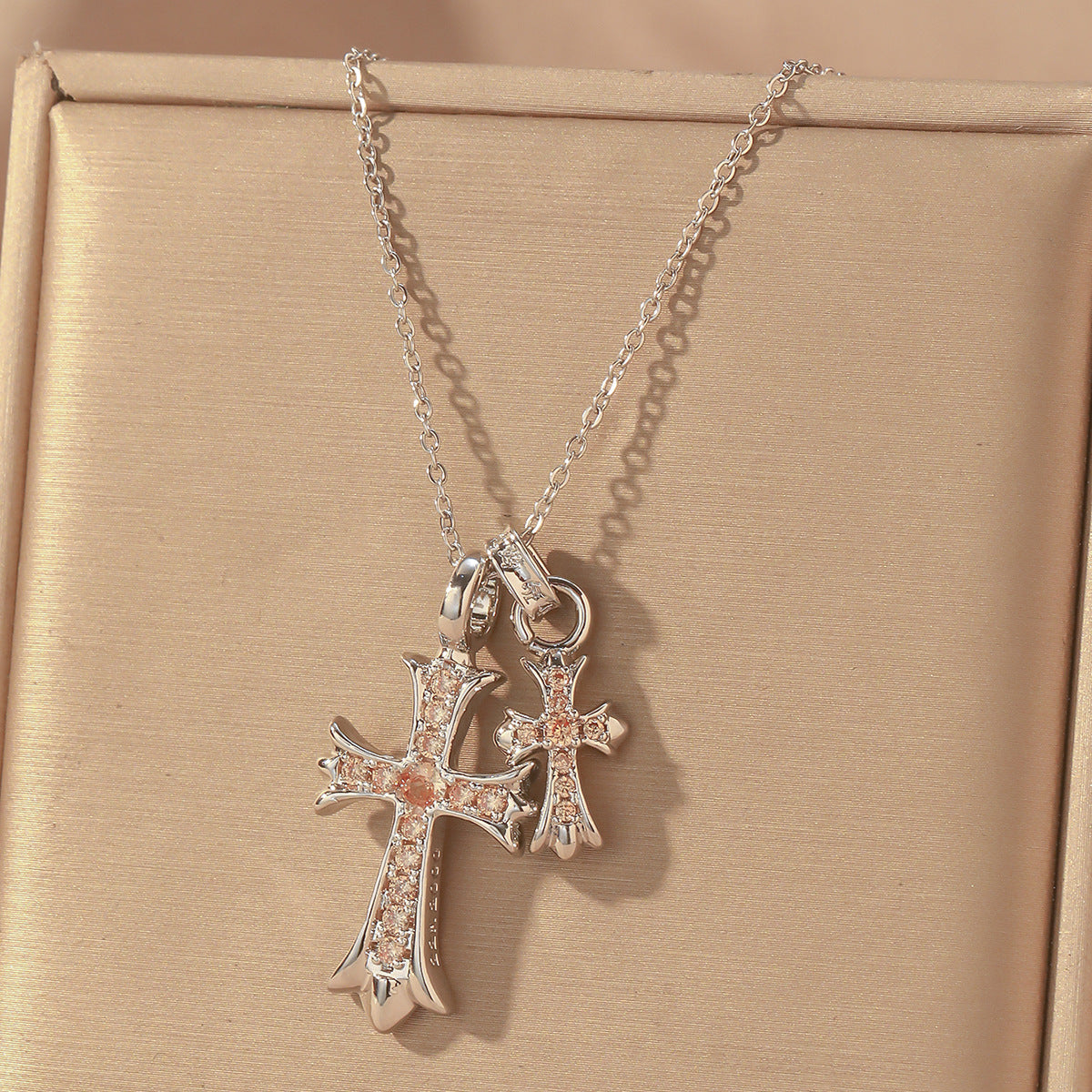 Gold Cross Necklace For Women With Copper Pendant And Durable Titanium Steel Cable Chain