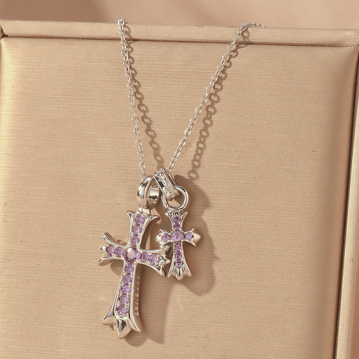 Gold Cross Necklace For Women With Copper Pendant And Durable Titanium Steel Cable Chain