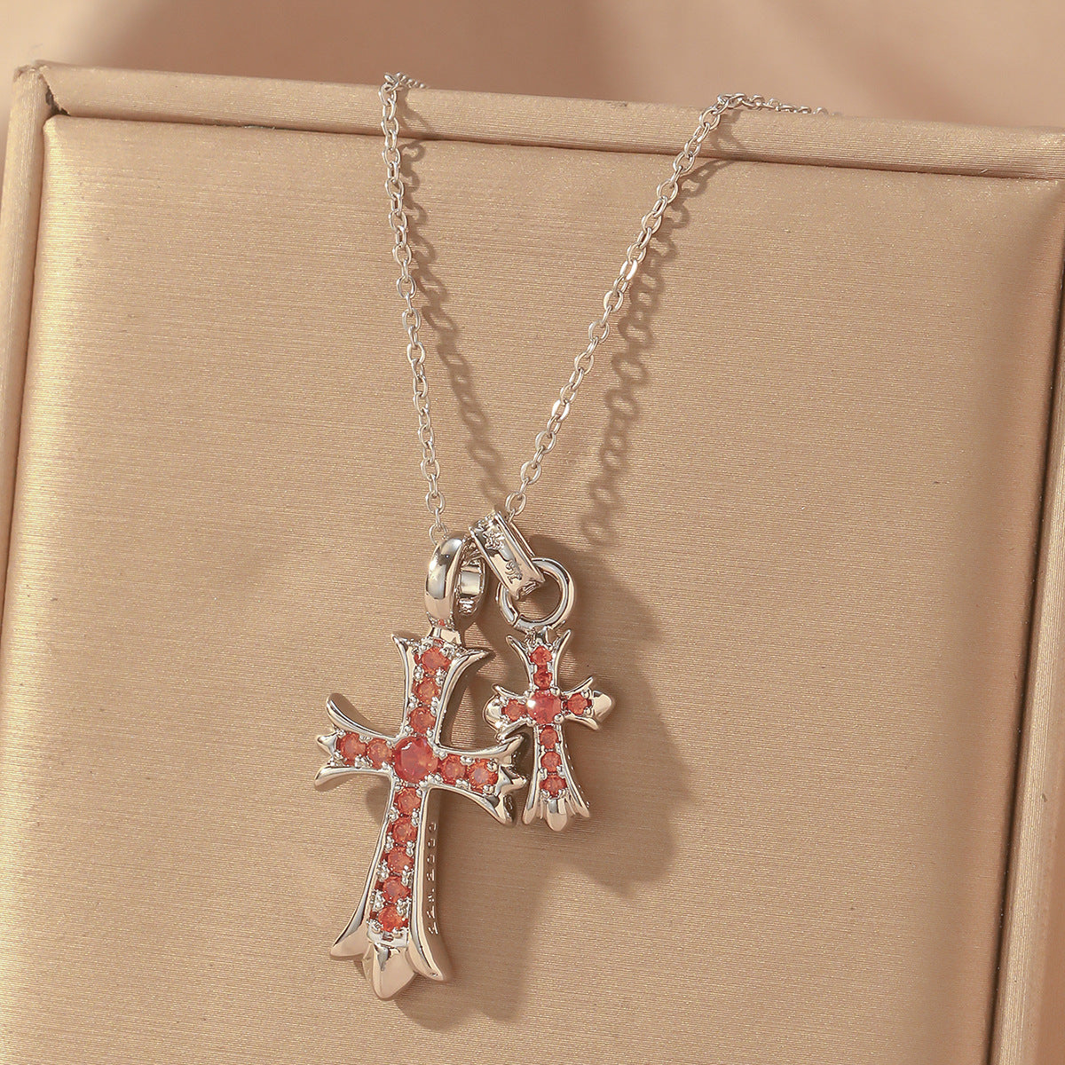 Gold Cross Necklace For Women With Copper Pendant And Durable Titanium Steel Cable Chain