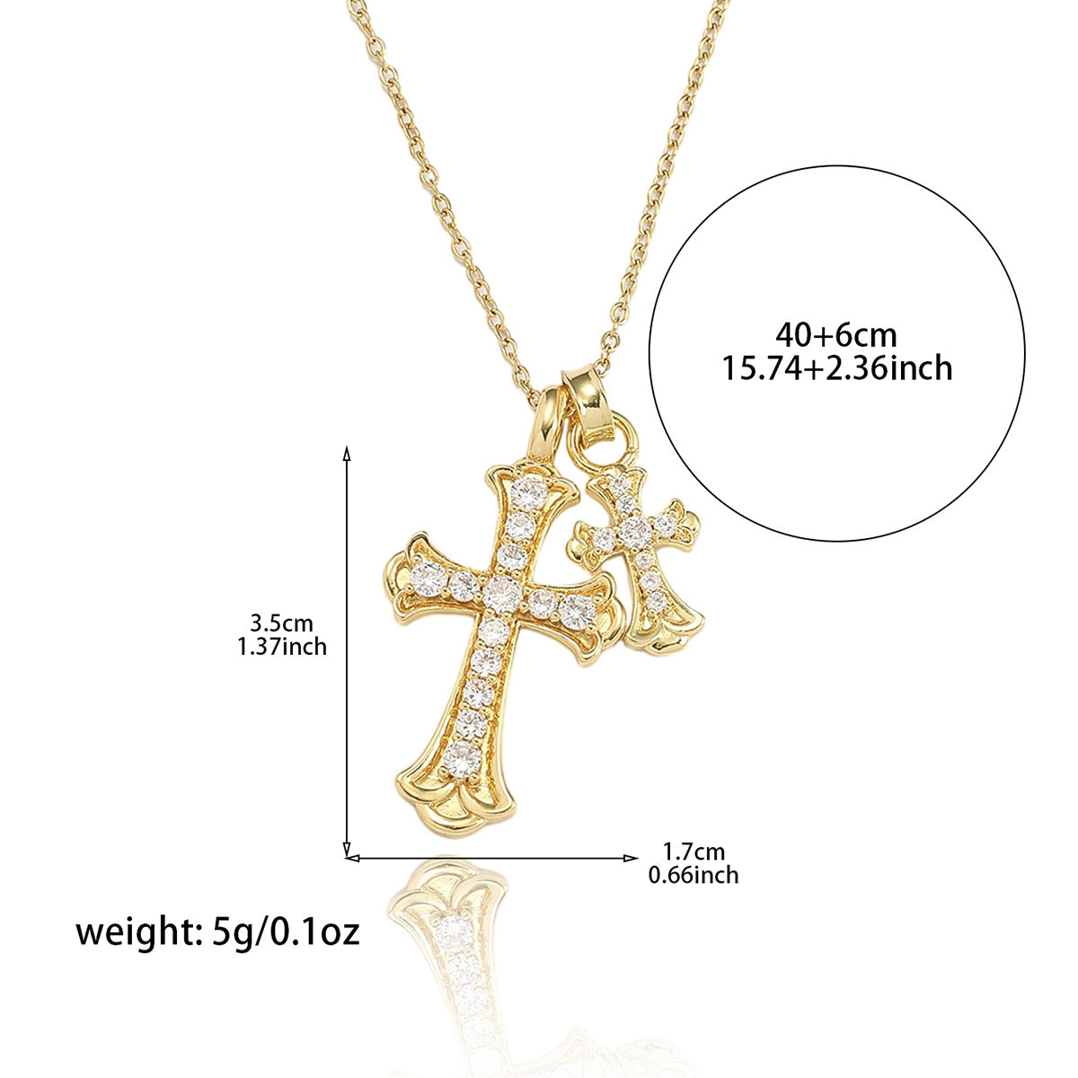 Gold Cross Necklace For Women With Copper Pendant And Durable Titanium Steel Cable Chain