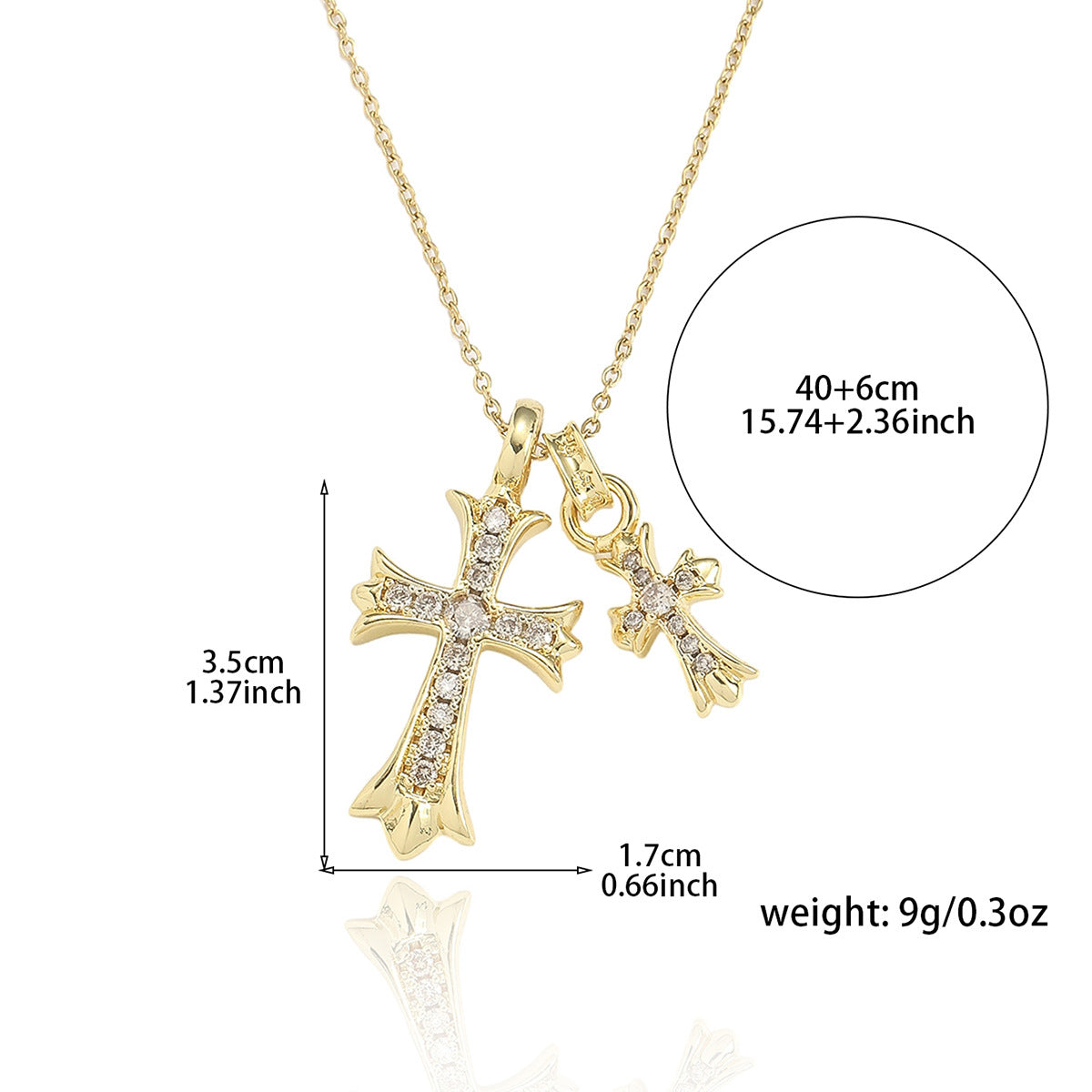 Gold Cross Necklace For Women With Copper Pendant And Durable Titanium Steel Cable Chain