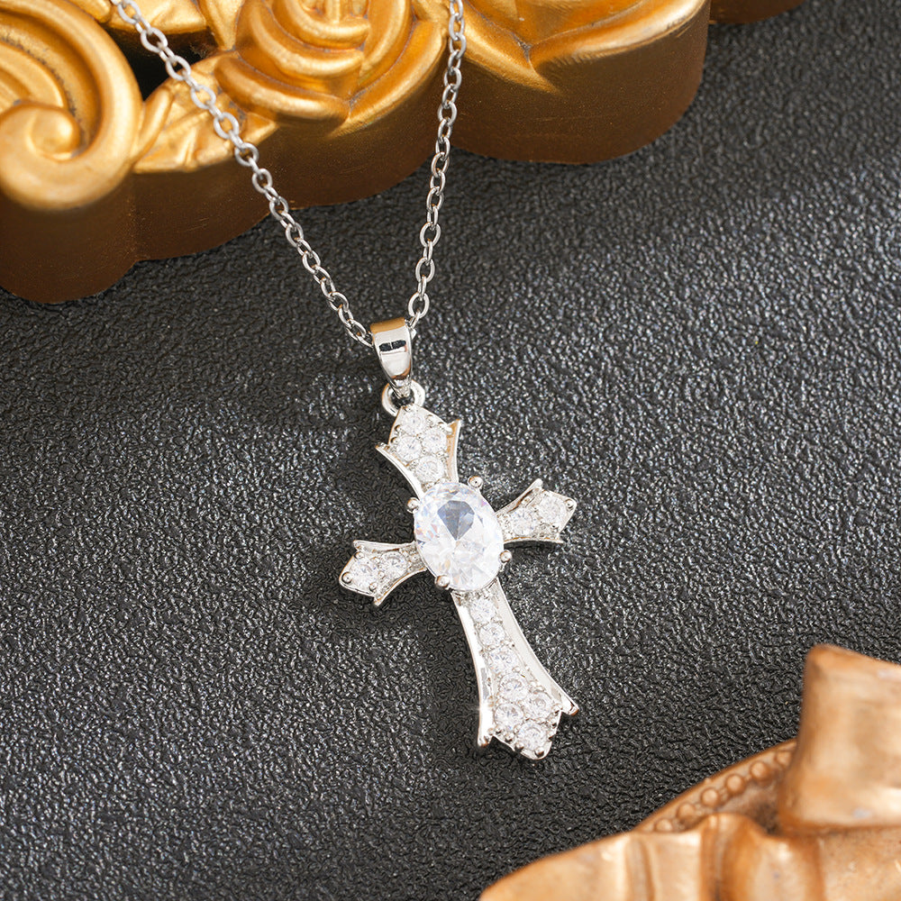 Cross Pendant Necklace For Women In 18K Real Gold Plated Titanium Steel With Copper Pendant And Cable Chain