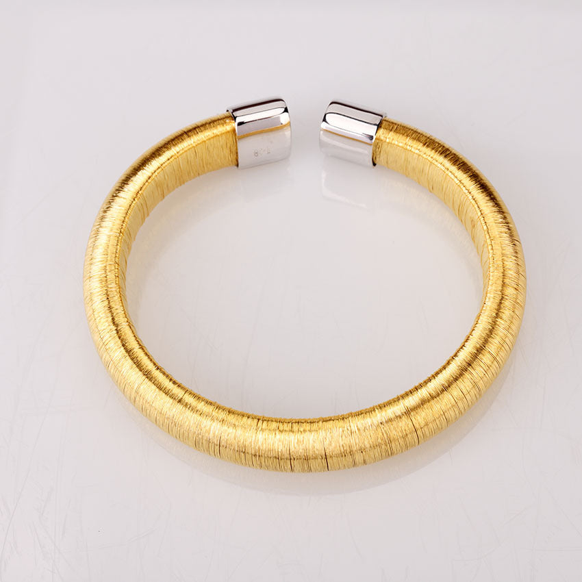 Handmade C Shape Cuff Bracelet In 925 Sterling Silver With Multicolor Design, Elegant Bangle Style