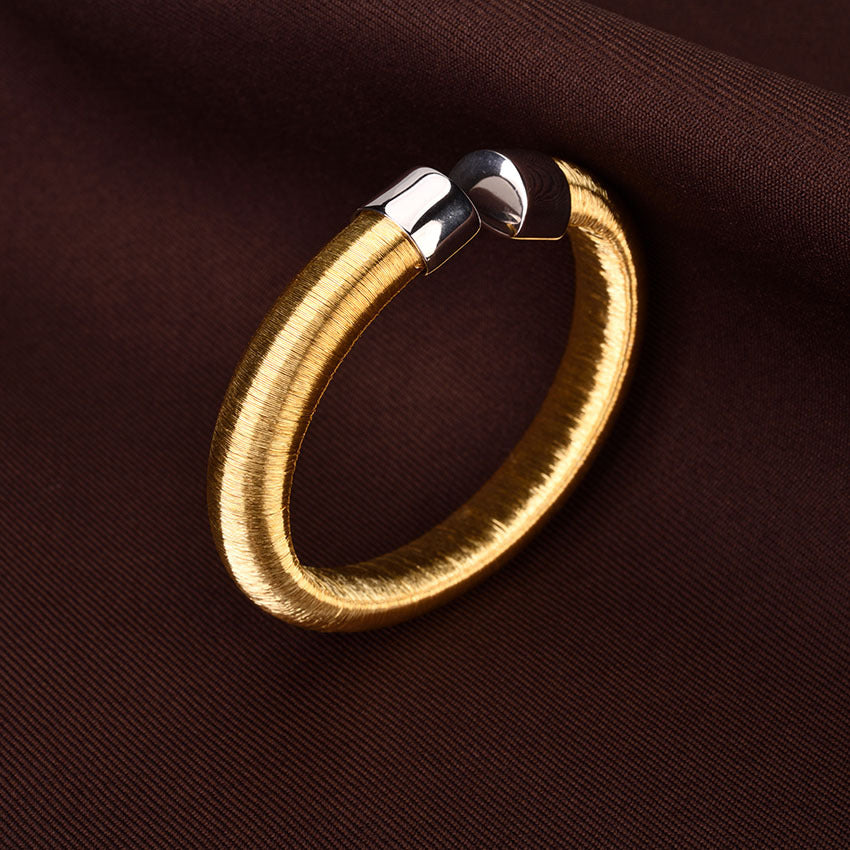 Handmade C Shape Cuff Bracelet In 925 Sterling Silver With Multicolor Design, Elegant Bangle Style