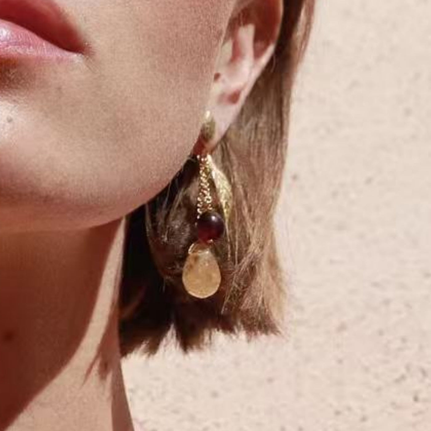 Lemon Carving Earrings In Copper Alloy With 925 Sterling Silver Studs, Retro Style For Women