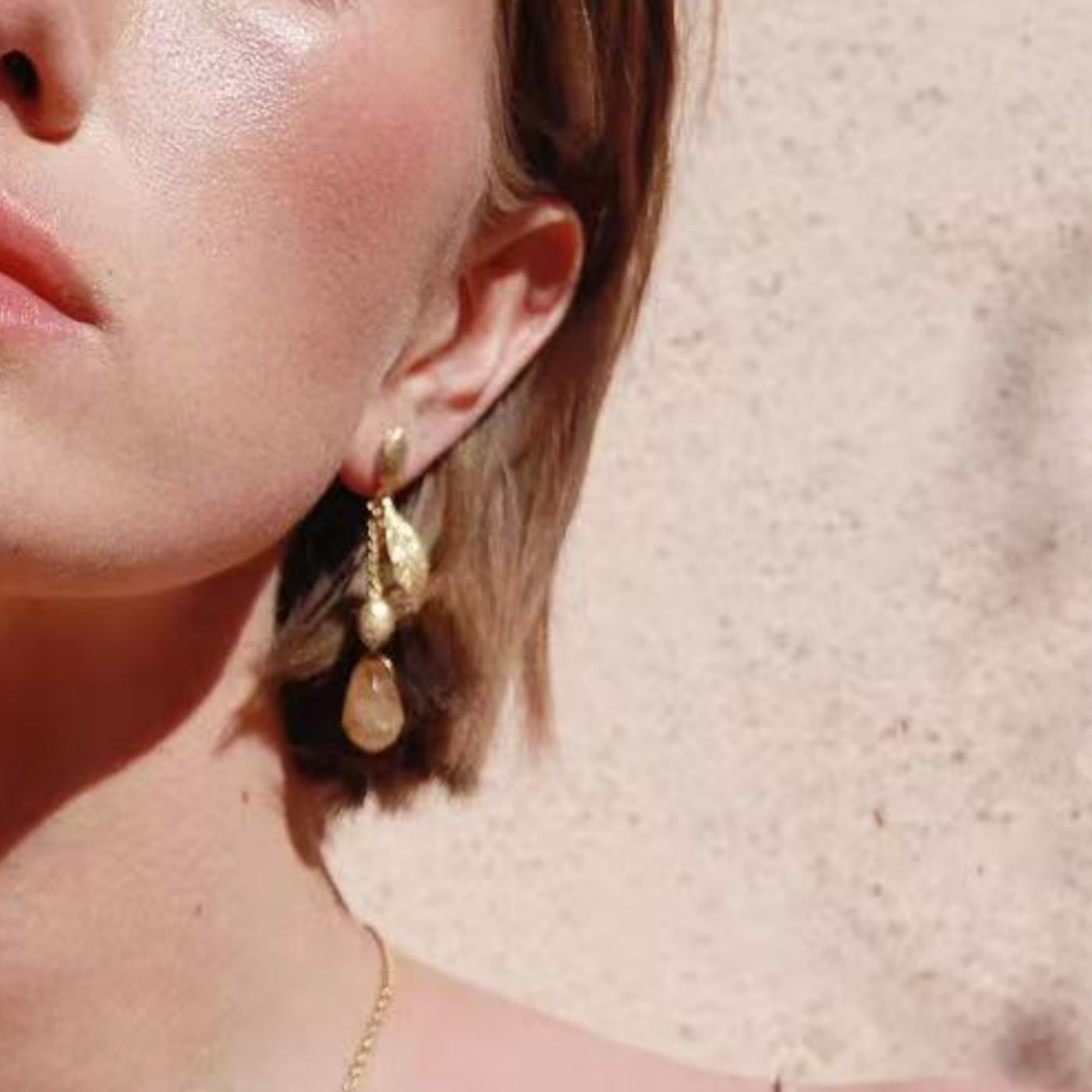 Lemon Carving Earrings In Copper Alloy With 925 Sterling Silver Studs, Retro Style For Women