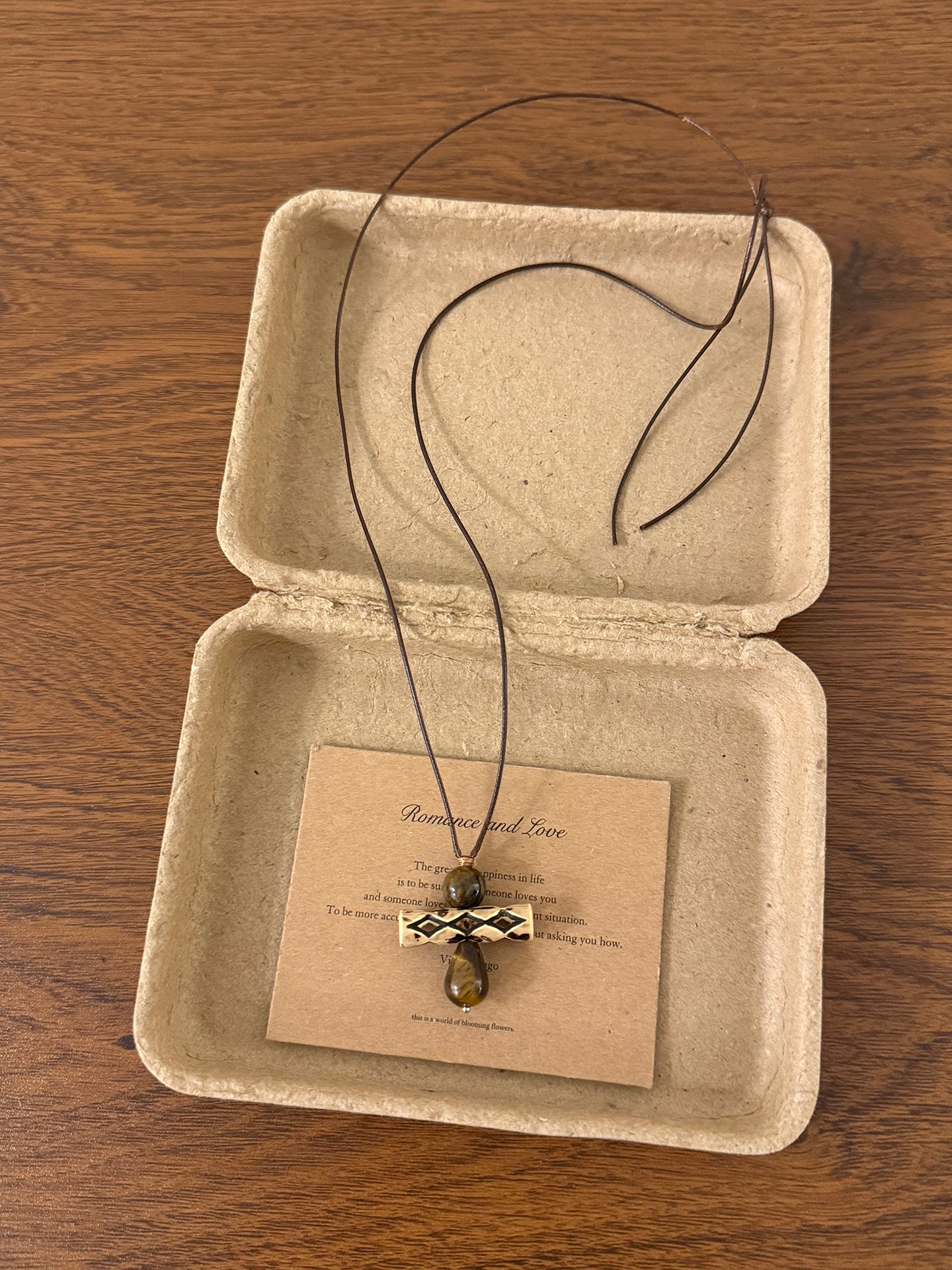 Ethnic Style Beaded Chain Sweater Necklace For Women Featuring Wood And Natural Stone Inlay With Beading Craft
