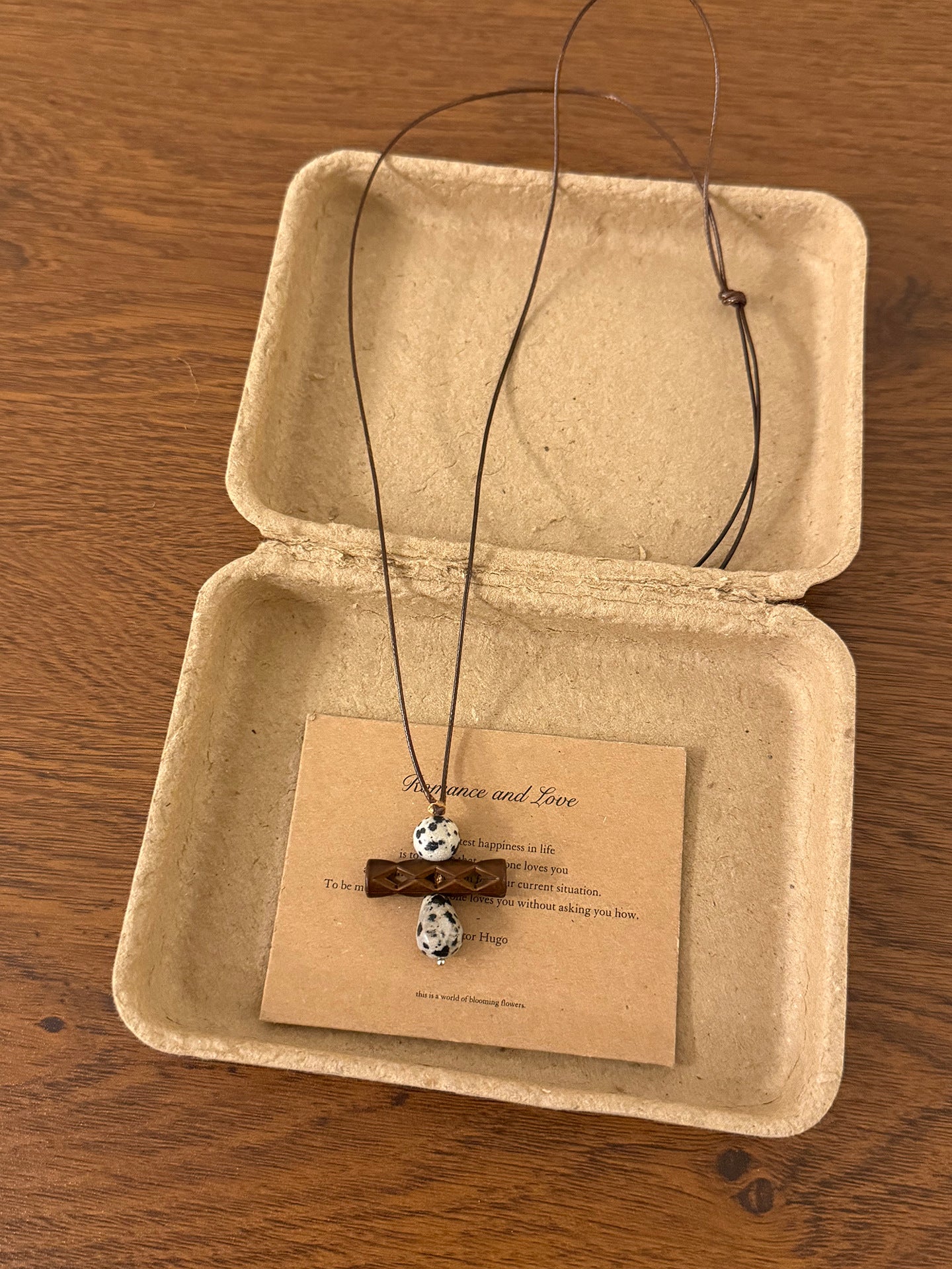 Ethnic Style Beaded Chain Sweater Necklace For Women Featuring Wood And Natural Stone Inlay With Beading Craft