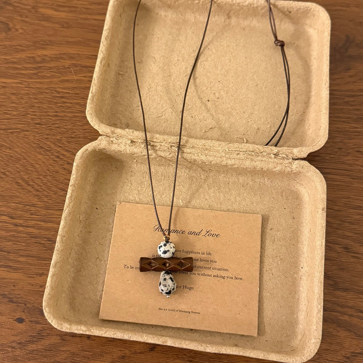 Ethnic Style Beaded Chain Sweater Necklace For Women Featuring Wood And Natural Stone Inlay With Beading Craft
