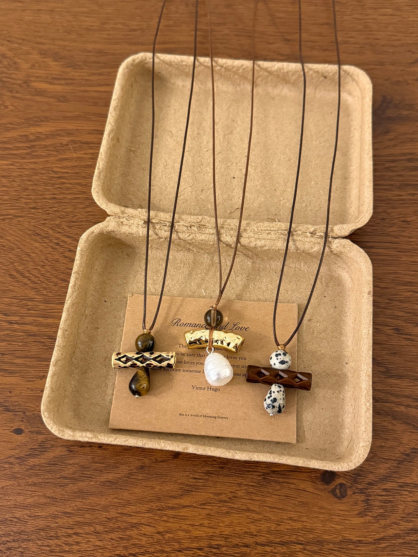 Ethnic Style Beaded Chain Sweater Necklace For Women Featuring Wood And Natural Stone Inlay With Beading Craft