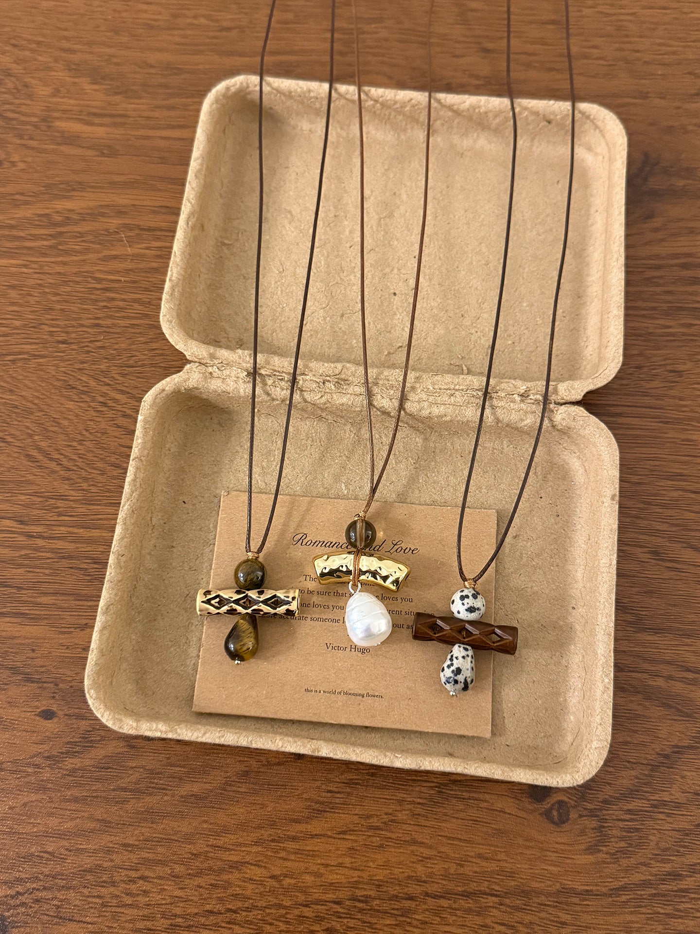 Ethnic Style Beaded Chain Sweater Necklace For Women Featuring Wood And Natural Stone Inlay With Beading Craft