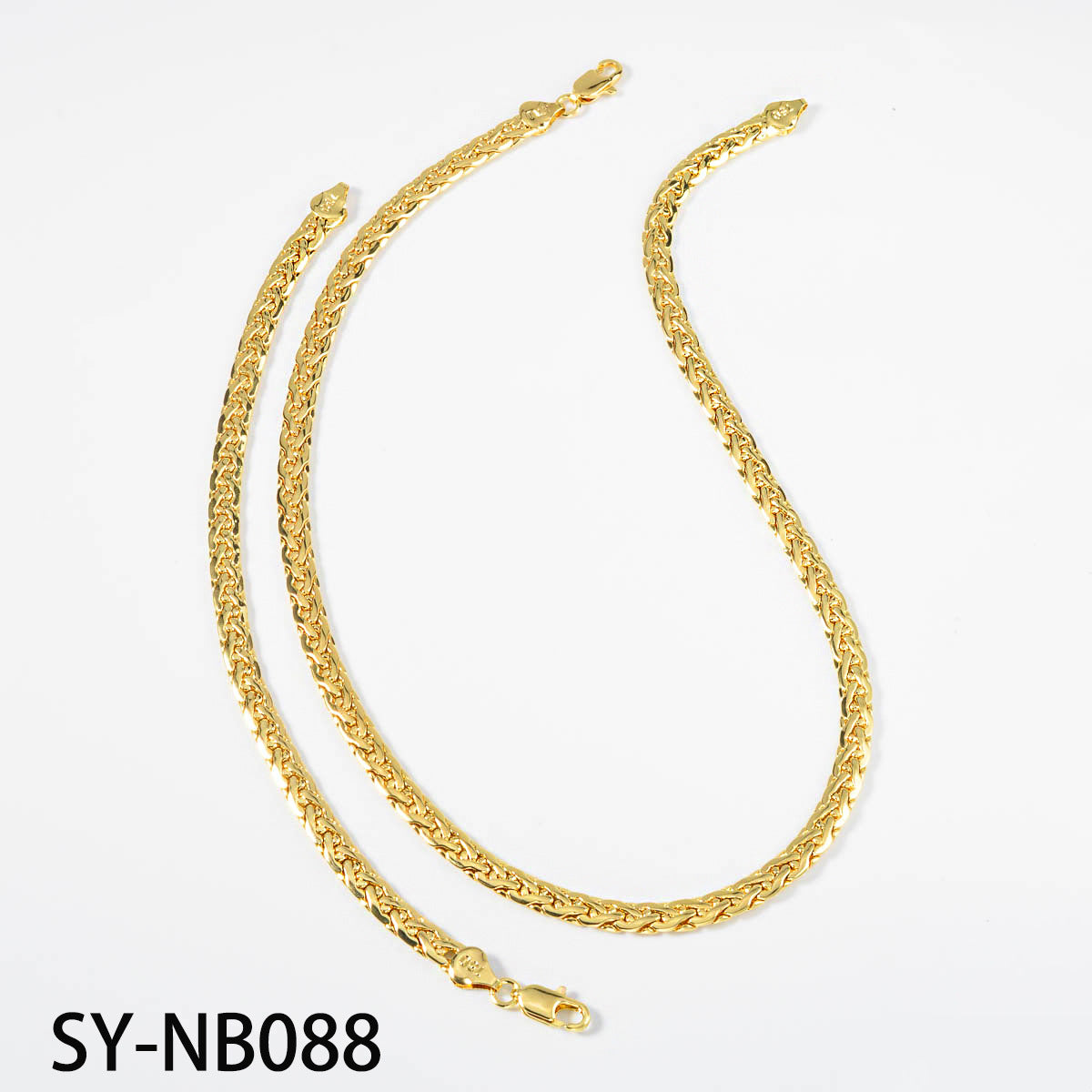 Unisex Geometric Braid Jewelry Set In Copper With 18K Real Gold Electroplated Finish And Snake Chain