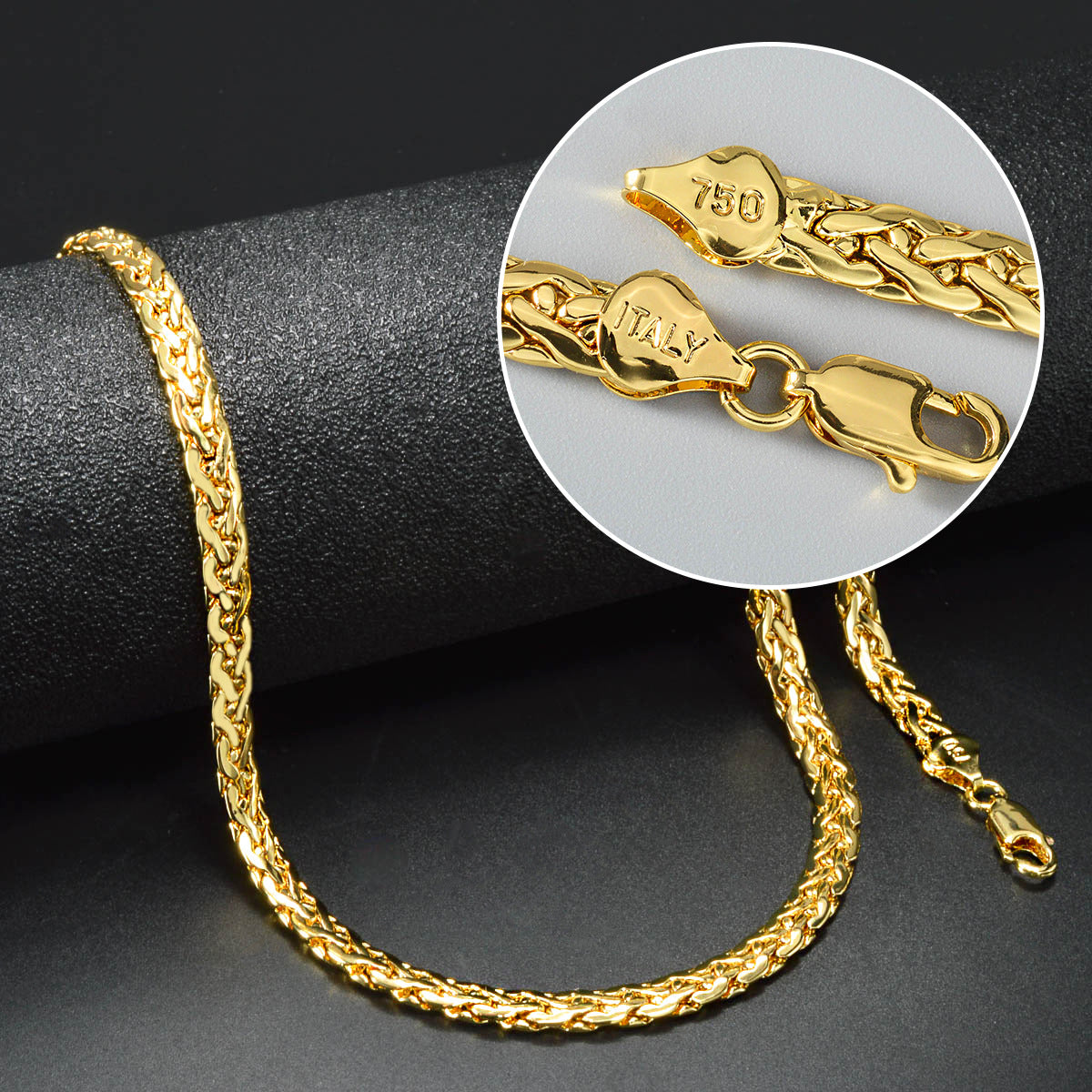 Unisex Geometric Braid Jewelry Set In Copper With 18K Real Gold Electroplated Finish And Snake Chain