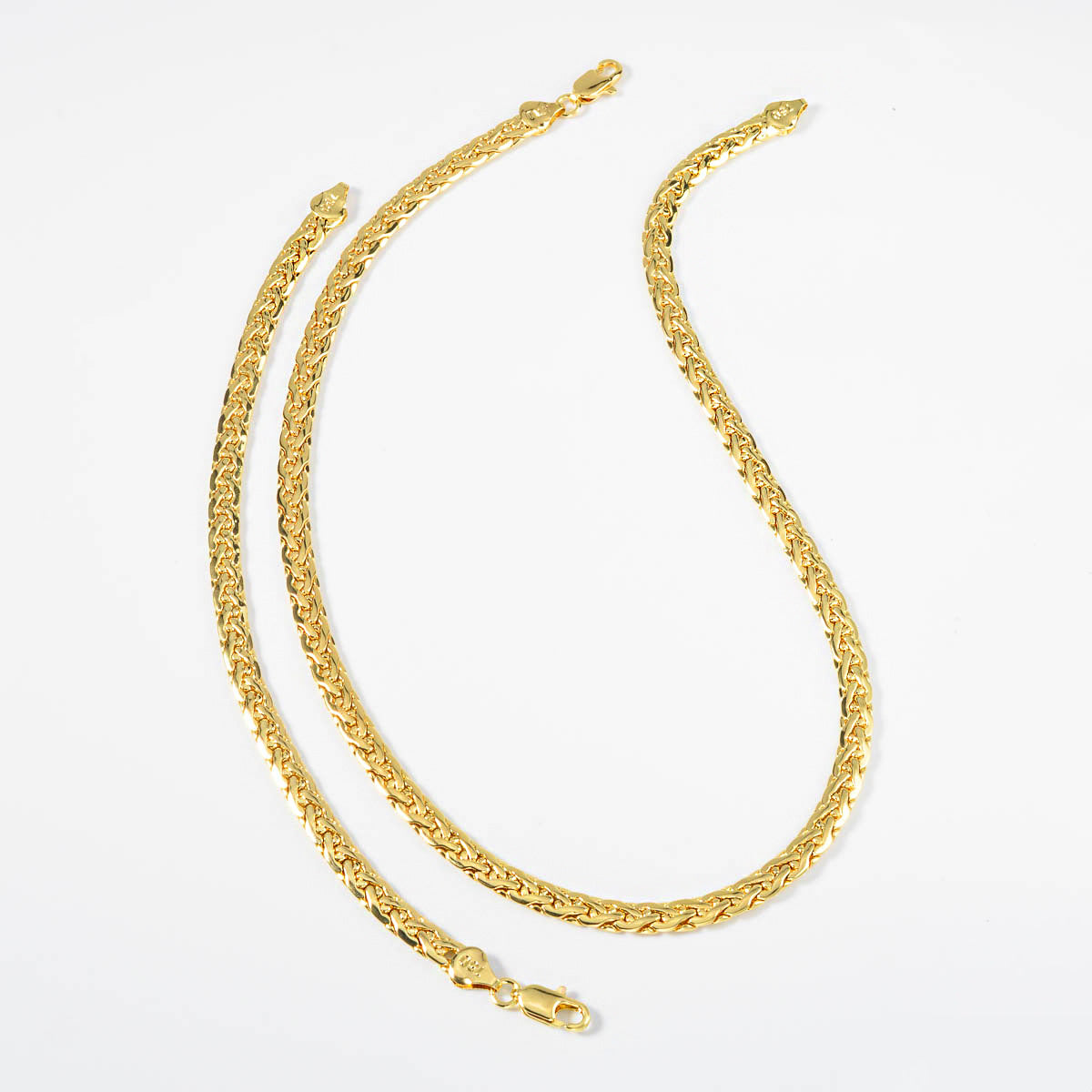 Unisex Geometric Braid Jewelry Set In Copper With 18K Real Gold Electroplated Finish And Snake Chain