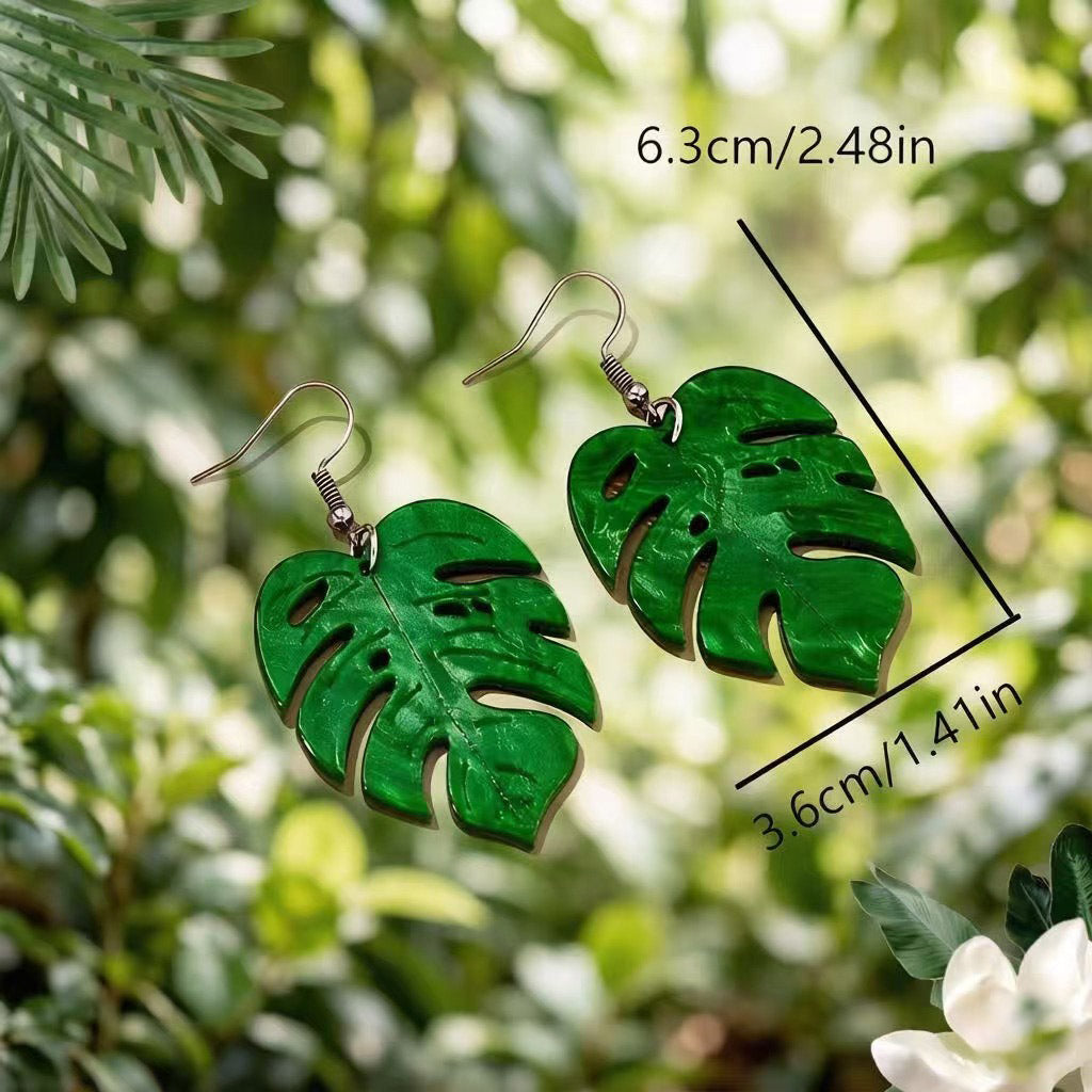 Cute Banana Tree Acrylic Drop Earrings For Women In Colour