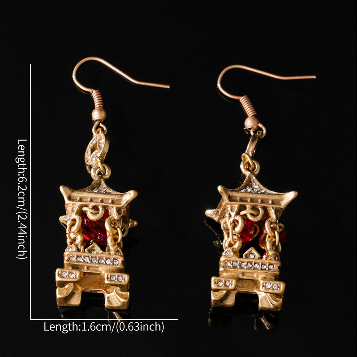 Heart Shape Stud Earrings In Copper Alloy With Gem Inlay, 925 Sterling Silver Posts, Retro Style For Women