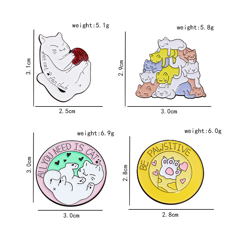 Cat Pin Made Of Alloy With Electroplated Finish, Available In White